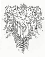 Catcher Dream Coloring Pages Dreamcatcher Printable Drawing Heart Adults Simple Mandala Adult Print Tattoo Getcolorings Getdrawings Color Drawn Lovely Description sketch template