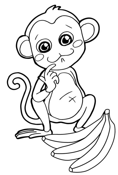 monkey  banana coloring page mitraland