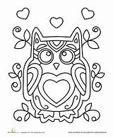Coloring Pages Owl Valentines Valentine Kids Printable Sheets Color Cute Worksheets Colouring Adults Worksheet Education Crafts Kindergarten Choose Board sketch template