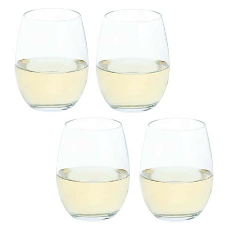 Set Of 4 Stemless White Wine Glasses By Dartington Crystal