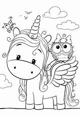 Unicorn Cute Coloring Pages Owl Print Color все раскраски категории из Cuties sketch template