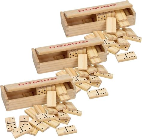 doosje houten domino spel  kistje  dominostenen gezelschapsspel bolcom