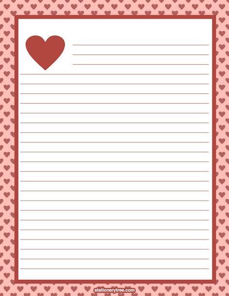 printable valentine stationery featuring  heart border   pink