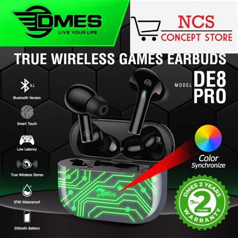 Cod100 Authentic Dmes De8 Pro True Wireless Games Earbuds With