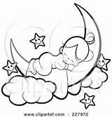 Coloring Girl Clipart Sleeping Moon Crescent Baby Outline Cute Stars Happy Illustration Royalty Rf Pages Drawing Lal Perera Books Clipartof sketch template