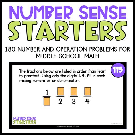 number sense starters maneuvering  middle