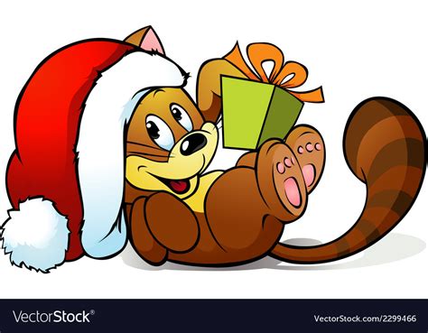 cute cat playing  gift royalty  vector image