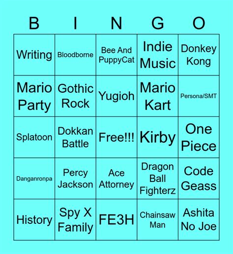 interests bingo card