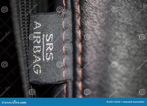 airbag label  car leather seat stock photo image  driver information