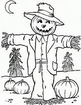 Scarecrow Coloring Pages Printable Halloween Kids Scarecrows Pumpkin Color Fun Fall Colouring Preschool Print Sheets Cute Thanksgiving Books Template Adults sketch template