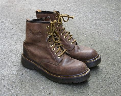 distressed brown leather  martens boots