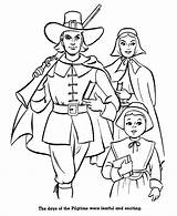 Coloring Thanksgiving Pilgrims Pilgrim Pages History Family Sheets Kids American Settlers Plymouth Rock sketch template