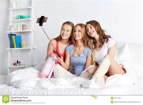 teen girls with smartphone taking selfie at home stock image image of cellphone morning 65771357
