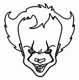 Pennywise Coloring Face Pages Smiling Clown Printable Kids Funny Creepy sketch template