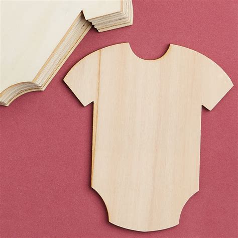 unfinished wood baby onesie cutouts   boy theme baby shower