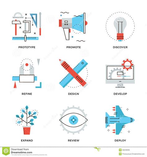 product design services line icons set stock vector