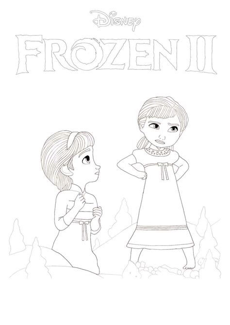 frozen  young anna  elsa coloring page print