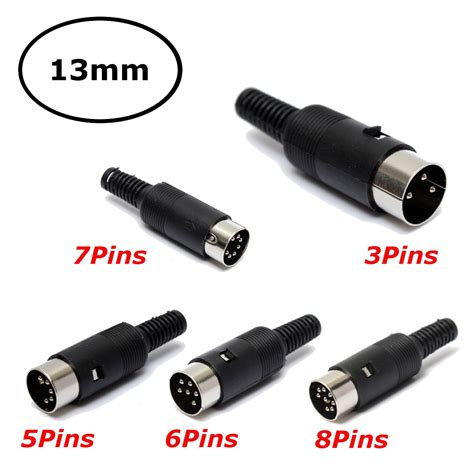 good quality  pins din male plug cable connector  black plastic handle mm