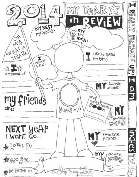 kids year  review printable coloring page skip   lou