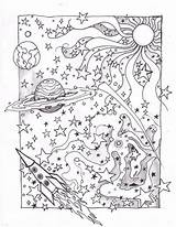 Space Coloring Pages Adult Sheets Adults Detailed Print Choose Board Cute sketch template