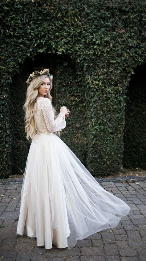 Boho Bride Camilla Lace Bell Sleeve Top And Willow Maxi Tulle Skirt