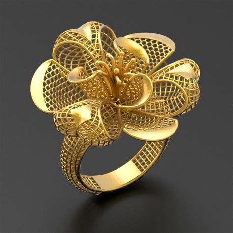 turkey jewelry flower design ring   solid gold gleam jewelry