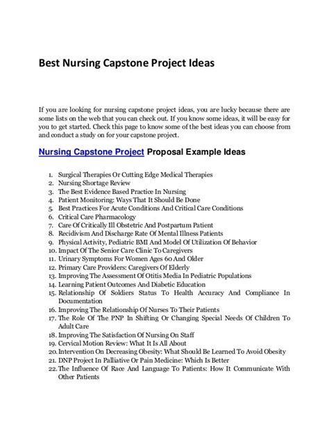 learn    nursing capstone project ideas