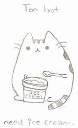 Pusheen Coloring Pages Ice Cream Cat Template sketch template