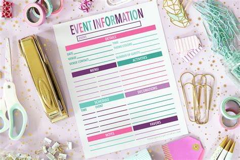 printable event planning template