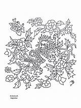 Coloring Dragon Chinese Snd Flowers Choose Board Chinoiserie sketch template