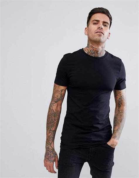 asos design muscle fit  shirt  crew neck  black asos designs  shirt crew neck