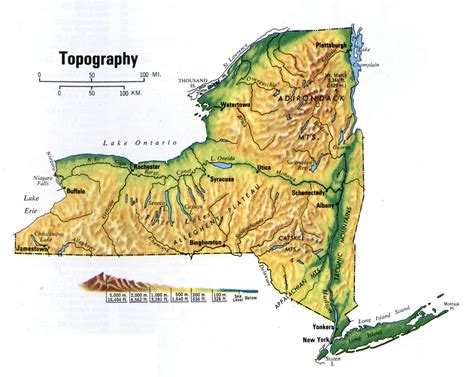 detailed topographic map   york state  york state detailed