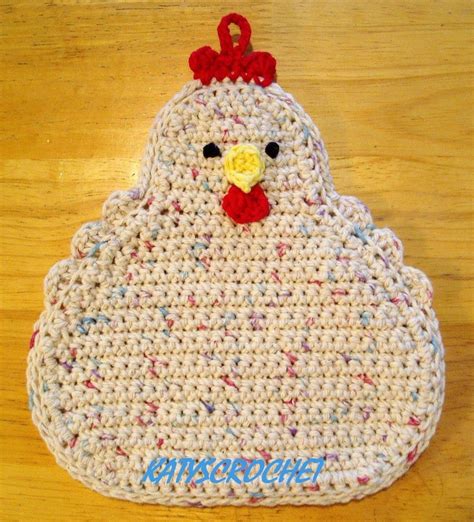 crochet chicken potholder pattern funky speckled chicken potholder