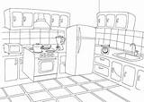 Kitchen Coloring Pages Color Printable Table Kids Dining Cooking Worksheets Sheet Print Colouring Worksheet Room La House Things Rooms Safety sketch template
