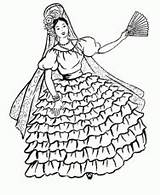 Coloring Pages Flamenco Dancer Spanish Printable sketch template