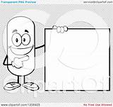 Pill Clipart Mascot Standing Sign Happy Royalty Cartoon Vector Toon Hit sketch template