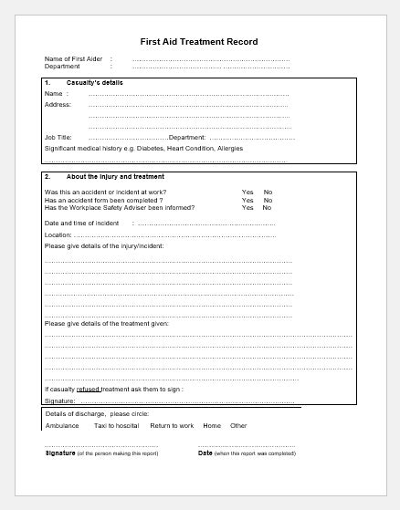 aid treatment forms  word