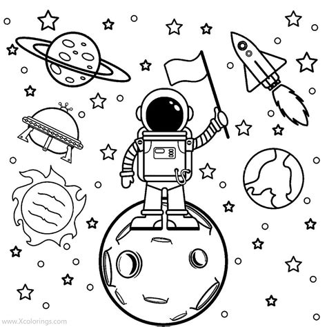 astronaut landed   planet coloring pages xcoloringscom