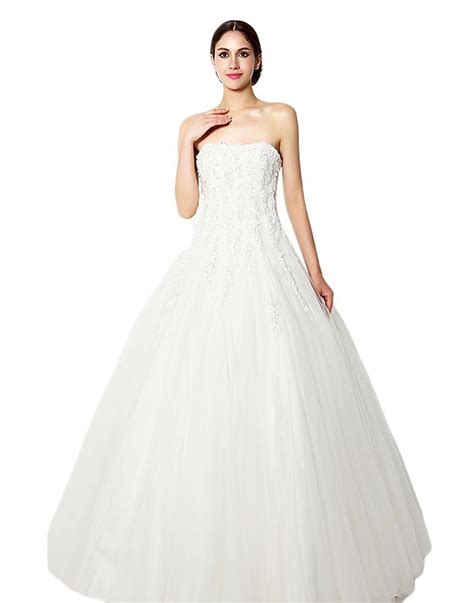 nitree ball gown wedding dress strapless lace appliques beads details     clicking