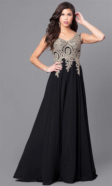 Lace Applique Long Chiffon Prom Dress Promgirl