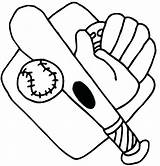Baseball Coloring Pages Bat Softball Glove Printable Field Drawing Ball Diamond Clipart Base Clip Color Mitt Sports Print Blank Cliparts sketch template