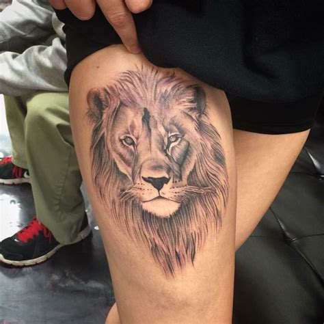 My Lion Thigh Tattoo By Helen Sevig From Permanent