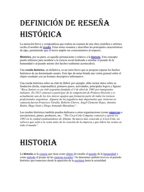 Definición De Reseña Histórica Historiografía Ciencia