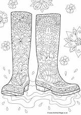 Colouring Spring Wellies Doodle Pages sketch template