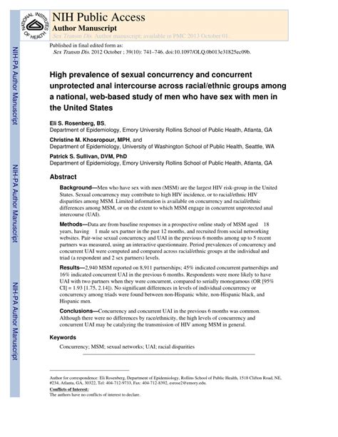 pdf high prevalence of sexual concurrency and concurrent unprotected