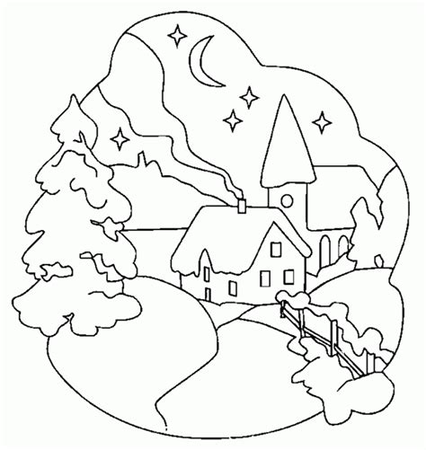 printable winter scene coloring pages coloring home