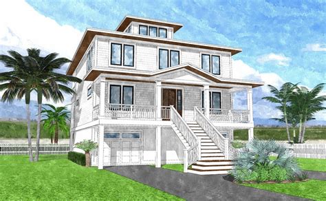 elevated house plans beach house elevated beach house plans  story house plans coastal