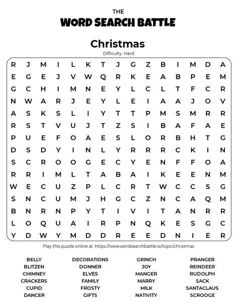 printable christmas word search