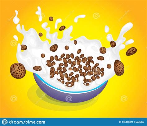 cereal bowl with splash milk and cereals vector stock vector