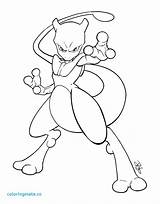 Mewtwo Pokemon Coloring Pages Printable Mega Mew Template Getdrawings Sketch Popular sketch template